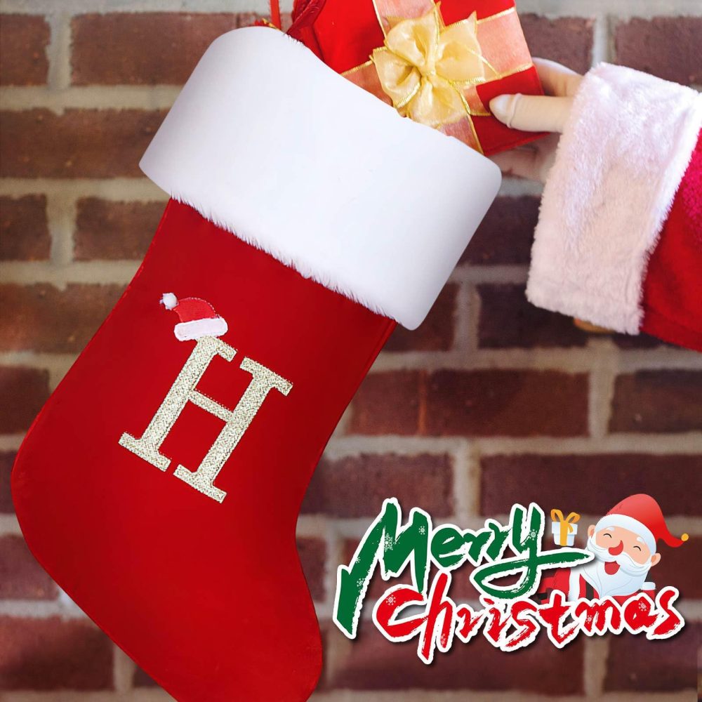 Sulobom Christmas Stocking, Personalised Letter Christmas Stockings, 18 Inch Large Xmas Stockings,Personalised Stocking Xmas Decorations for Family Holiday Season Decor (A) - Image 7