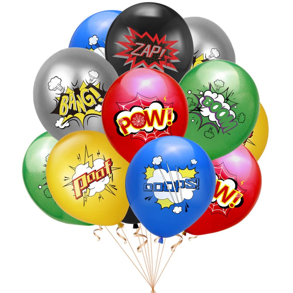 18 Pack Superhero Balloons Avenger Theme Birthday Balloons, Suitable for Superhero Themed Decorations for Children Boys Girls' Birthday Party, Superhero Funcy Dress Home Party Decorations Supplies