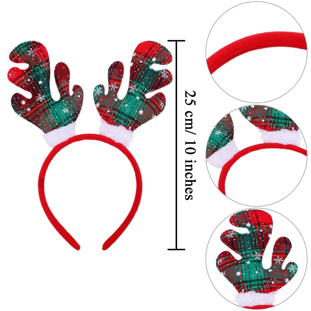 ANECO 9 Styles Christmas Reindeer Headband Antlers Headband Christmas Party Costume Head Boppers for Christmas Party Favor, 9 Pack - Image 6