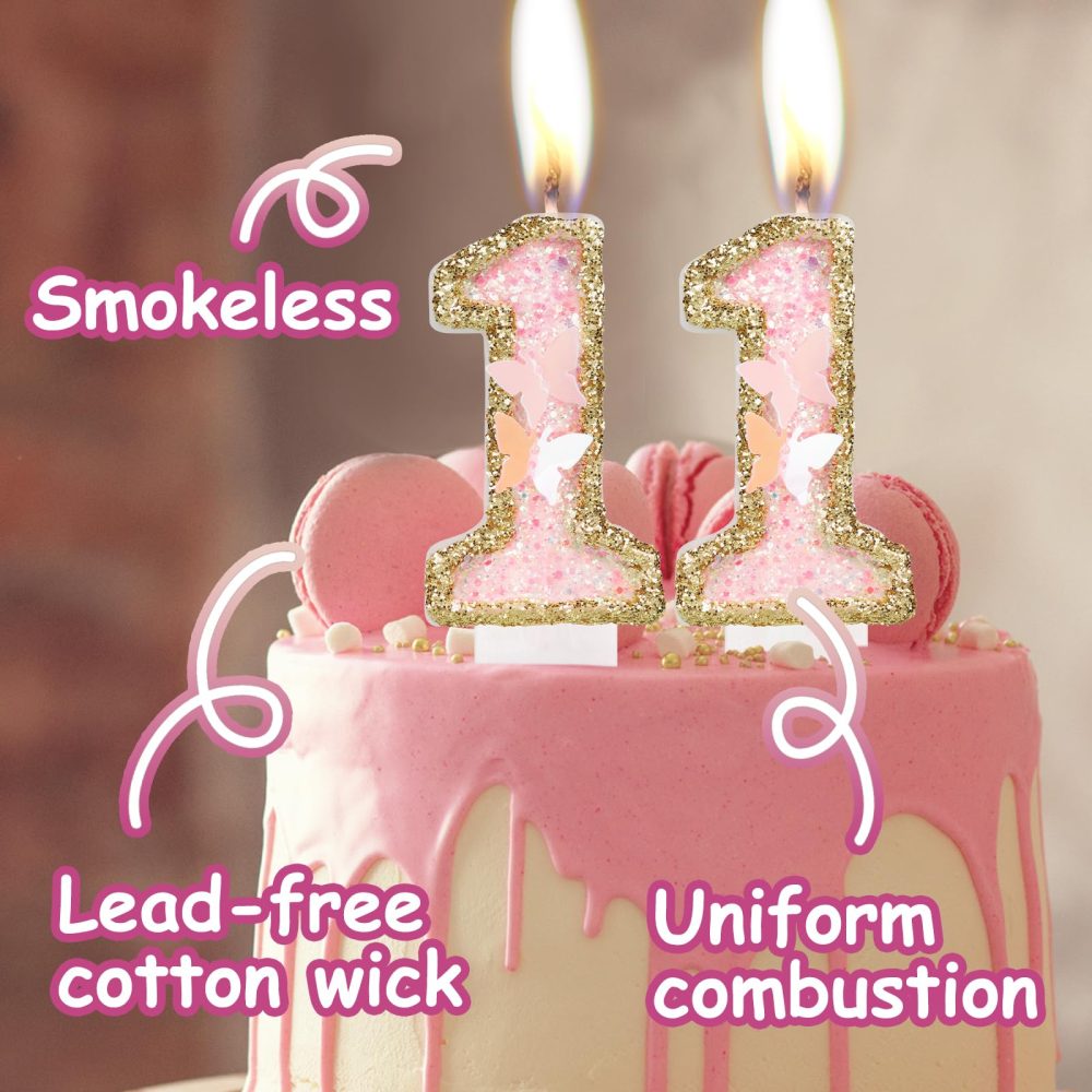 Butterfly 21st Birthday Number 21 Candles, Pink Gold Candles Cake Cupcake Topper for Cake, Girls 21st Birthday Cake Decorations, Butterfly 21st Birthday Candle Cake Topper for Butterfly Theme Party - Image 7