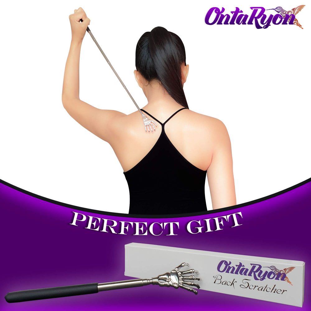 OntaRyon Telescopic Back Scratcher | Novelty Gifts for Men & Women | Portable Handheld Massage Stick | Small Stocking Fillers for Adults | Unusual & Funny Massager (Black) - Image 4