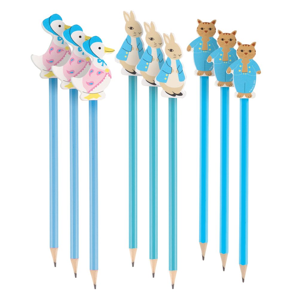 Orange Tree Toys 9 x Peter Rabbit Novelty Pencils for Kids - Wooden Kids Pencils, Funky Pencils for Children - Bulk Pencils for Party Bags, Easy Grip Pencils for Kids, Toddlers, Pack of Pencils