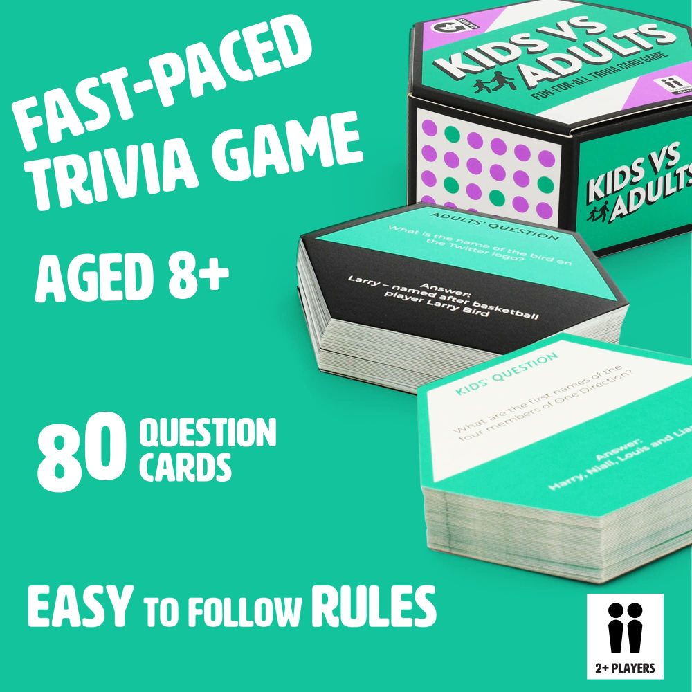 Ginger Fox Kids vs Adults Fun-for-All Trivia Card Game, Family Games for Ages 8+, Show Who s The Boss by Correctly Answering Trivia Cards, Fun Games for Family Game Night - Image 6