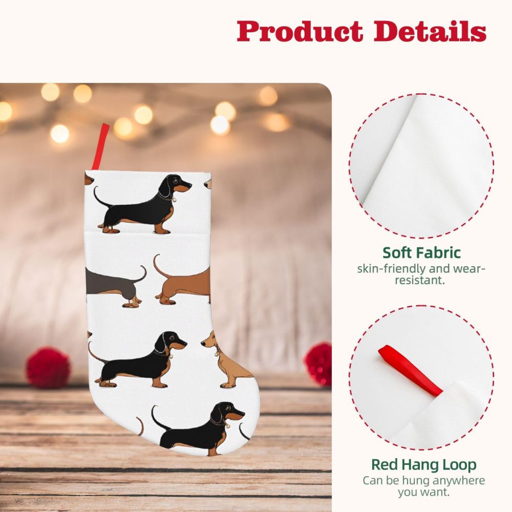 Jyckat 18 Inches Large Size Christmas Stockings, Dachshund Weiner Pet Dogs - Hold All Surprises,Christmas Decorations Stocking for Party Decoration and Xmas Day - Image 5