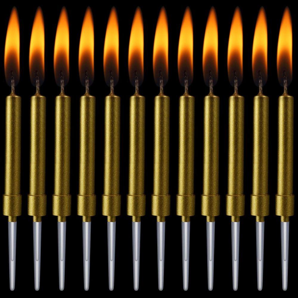 Birthday Cake Candles 24 Pieces Party Candles Suit for Most Occasions (Gold, 0.5 x 5.5 cm) - Image 2