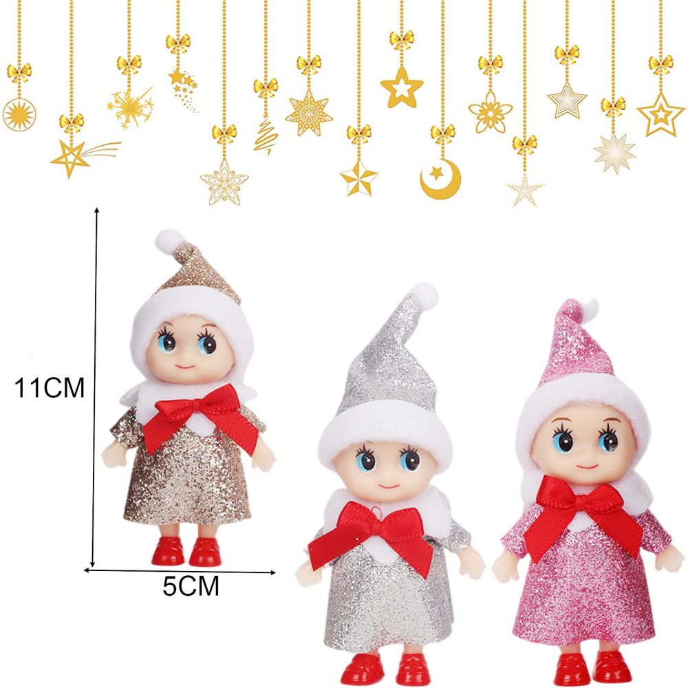 Christmas Mini Baby Elf Toys for Girls,3Pcs Tiny Elf Babies Doll Cheeky Naughty Elf Accessories Baby Twins Christmas Tradition Novelty Toys,Baby Elves for Kids Xmas New Year Gifts Stocking Stuffers - Image 2