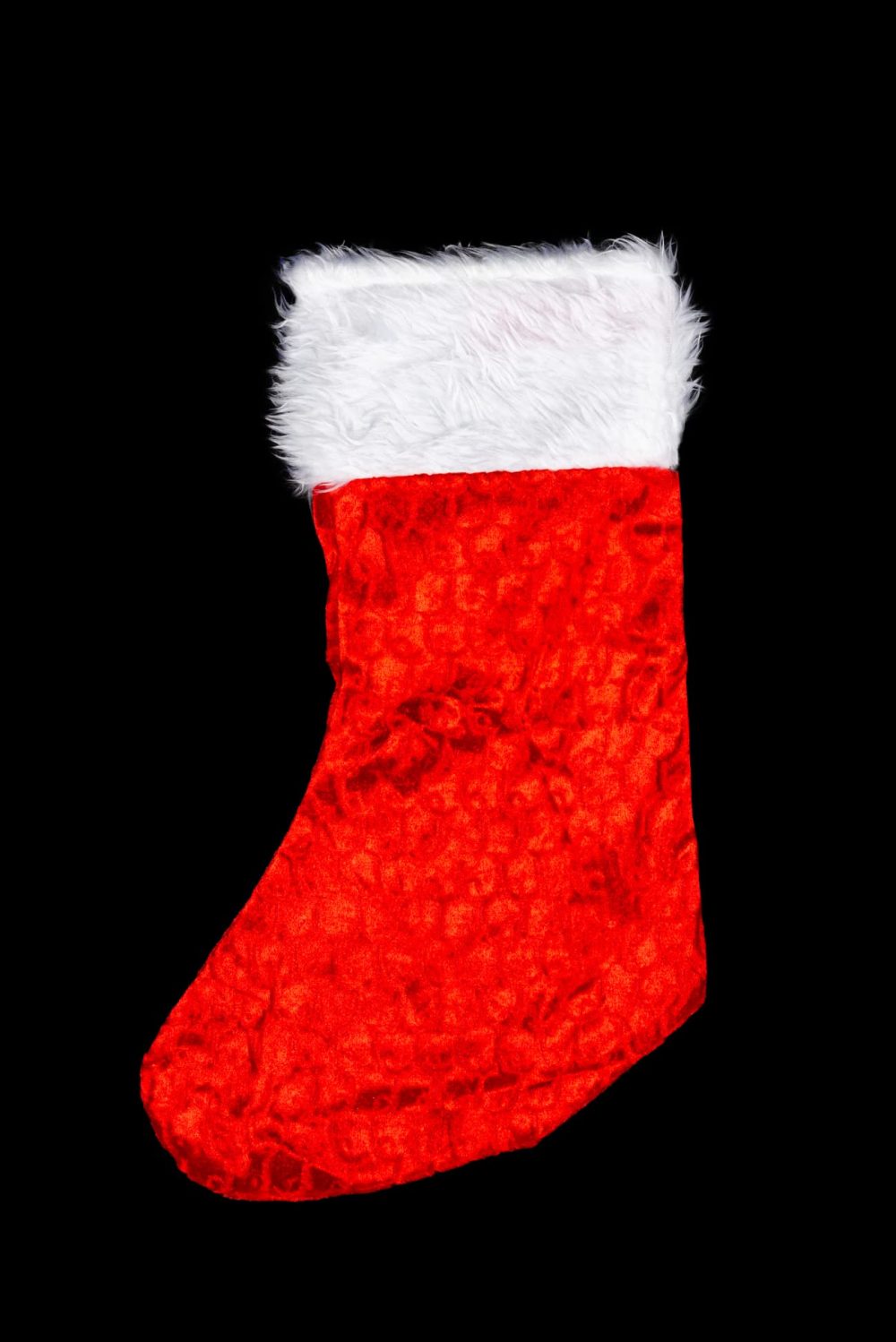 SHATCHI Large Traditional Father Christmas Deluxe Santa Stocking Velvet Fluffy Plush Sack for Kids Gift Bags Xmas Holiday Hanging Decorations 20X48CM, Red/White, 1pc - Image 2