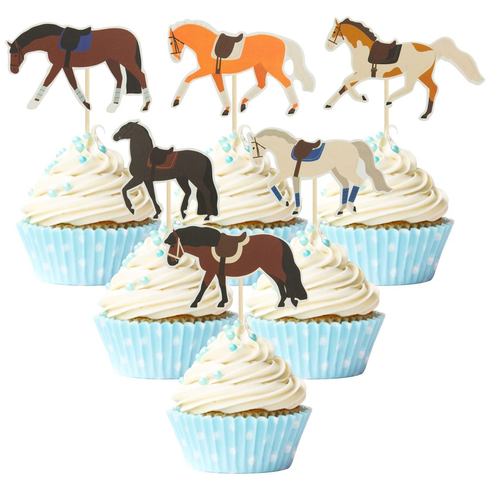 Gyufise 36 Pack Horse Cupcake Toppers Horse Racing Cake Toppers Horse Cake Decoration Horse Party Decorations for Horse Racing Party Equestrian Themed Birthday Baby Shower Wedding Party Supplies