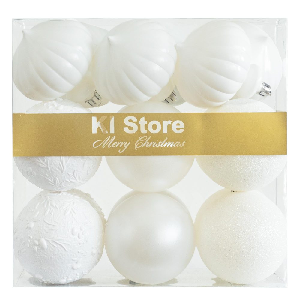 KI Store White Christmas Baubles 80mm Christmas Tree Decoration Ornaments 18pcs Shatterproof Balls for Xmas Hanging Decorations Festival Holiday Decor