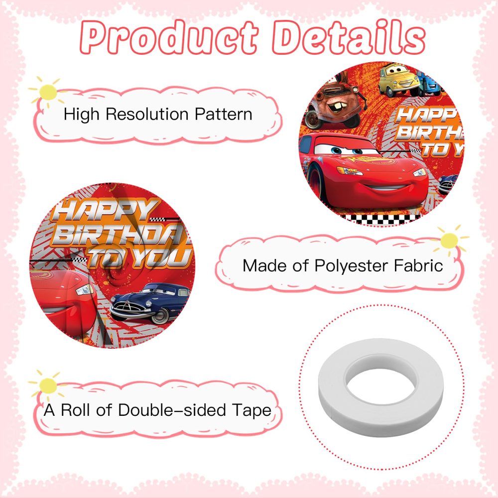 Dekewe Cars Happy Birthday Banner, Happy Birthday Decorations Backdrop, Cartoon Theme Background Photography, Birthday Party Decorations Supplies for Boys Girls Kids, 100cm x 150cm - Image 6