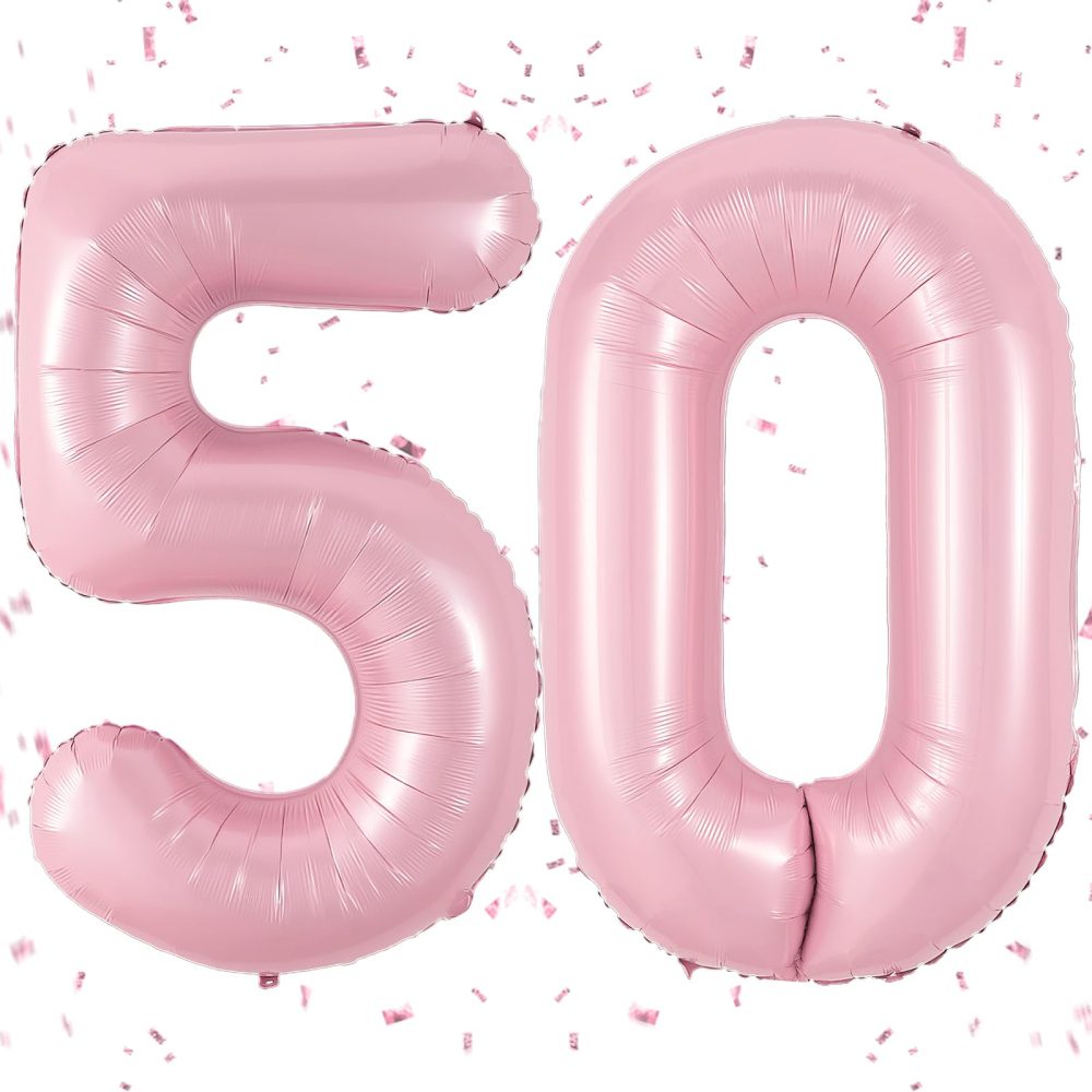 Pink Number 50 Balloon,40Inch Large Light Pink Foil 50th Birthday Balloons,Pastel Pink Number 50 Helium Balloons for Women Men 50th Birthday Anniversary Party Supplies Decorations