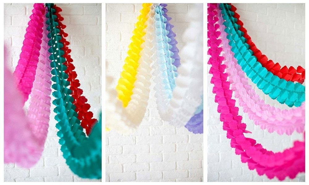 Party Decoration Kit 6pcs Hanging Garland Four-Leaf Tissue Paper Flower Garland Reusable Party Streamers for Baby Shower Wedding Nursery Bridal Shower (10 Feet/3M Long each) (Blue) - Image 3
