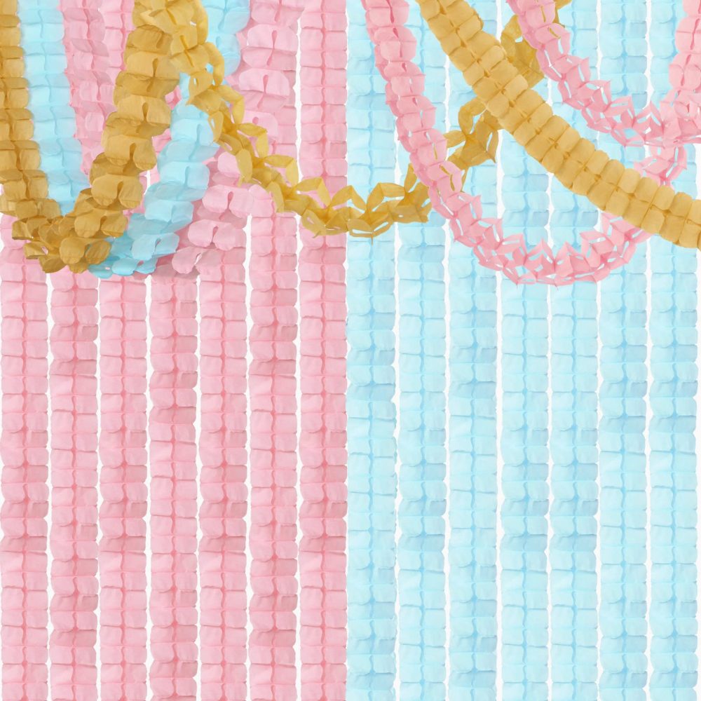 Blue-Pink Gold Party-Decorations Streamers Garland - 12pcs Gender Reveal Ideas 4-Leaf Clover Paper Streamer Wedding Birthday Bachelorette Engagement Baby Shower Supplies Banners Lasting Surprise