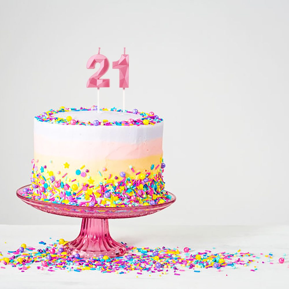 21th Birthday Candles, Pink Number Candles Birthday Decoration, Happy Birthday Cake Toppers, for Birthday Parties Weddings Company Anniversaries (Pink, 21) - Image 5