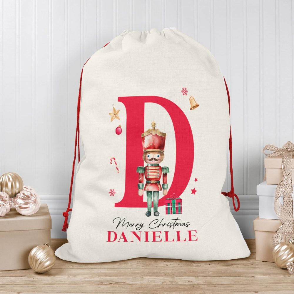 Personalised Christmas Sack | Add Any Name, Select a Design | Custom Christmas Stocking l Custom Christmas Sack For Kids, Children's, Personalised Santa Sack, Christmas Sack (Knutcracker)
