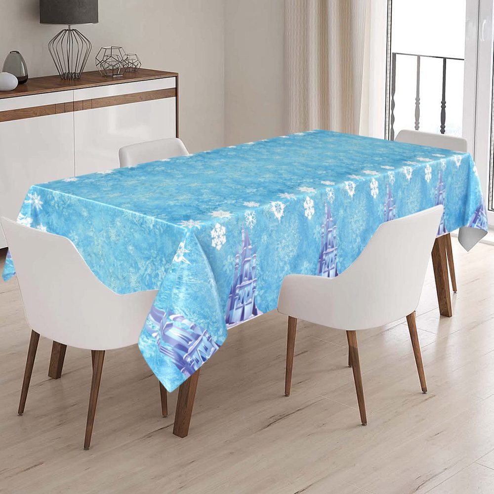 OTTPL 1 Pack Frozen Tablecloth Party Decorations, Party Supplies for Birthday Wedding Baby Shower Festival Christmas,Blue Plastic Table Cover Rectangular 54x108inch - Image 2