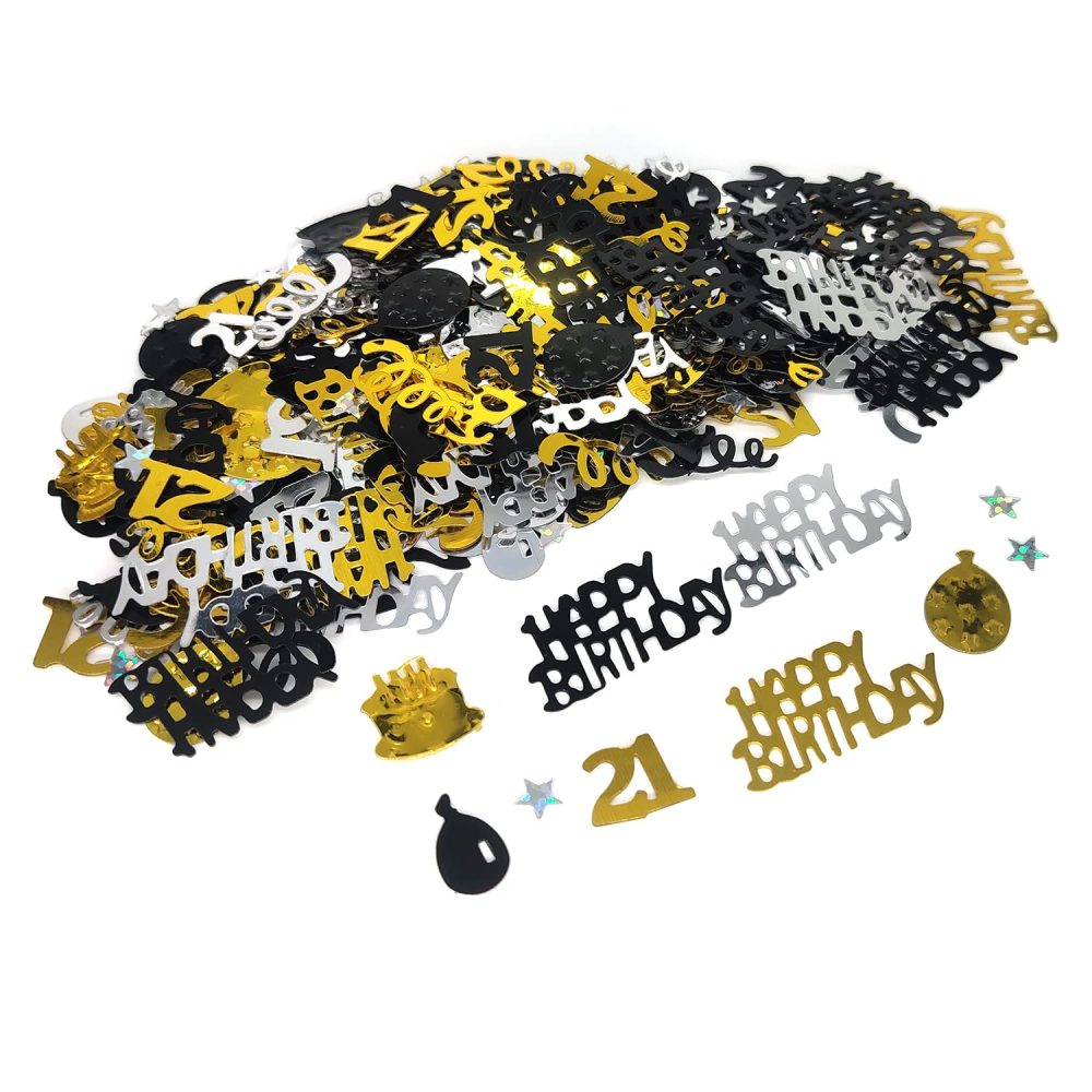 Black & Gold Table Confetti, 15g Happy Birthday Foil Metallic Glitz Table Scatter Sprinkles Age Bday Party Decorations for 21th Birthday Decor Cards Sprinkles Women Gifts A3SZZX (21) - Image 2