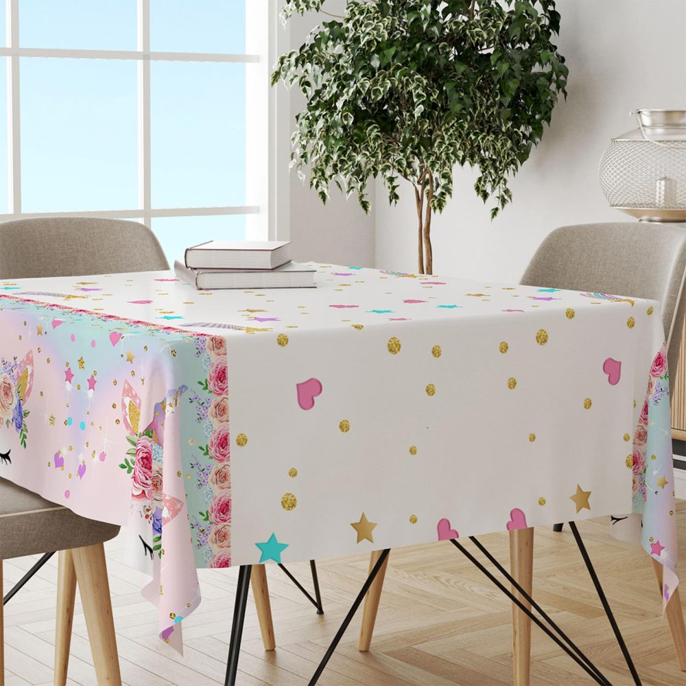 Frigg Unicorn Table Cloth Party, 3Pcs 220 * 130cm Unicorn Party Tablecloth, Party Supplies for Girls and Kids Birthday Party Unicorn Themed Table Decorations, Baby Shower Decorations - Image 5