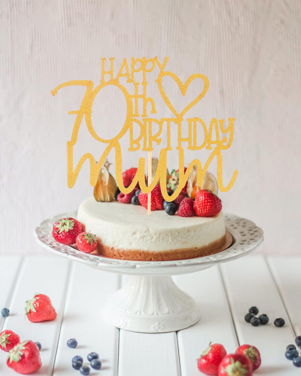 Happy 70th Birthday Mum Cake Topper - Mom Birthday Mother's Party Decorations Supplies， Gold Glitter 70th Birthday Cake Decoration - Image 6