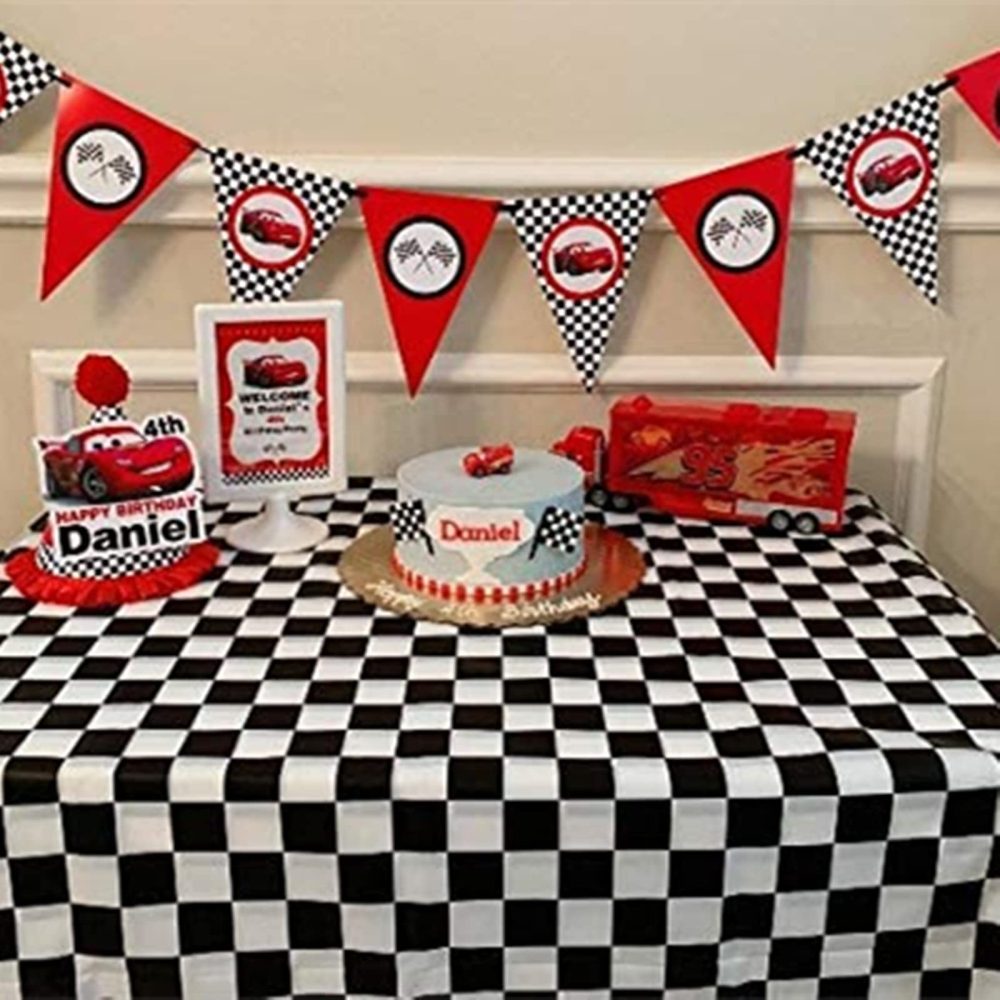 137*274cm Black and White Checkered Disposable Table Cloth Table Covers,Party Rectangular Tablecover Plastic Tablecloths for Racing Party,Picnic,Baby Shower,Wedding,Birthday Parties Decoration - Image 5