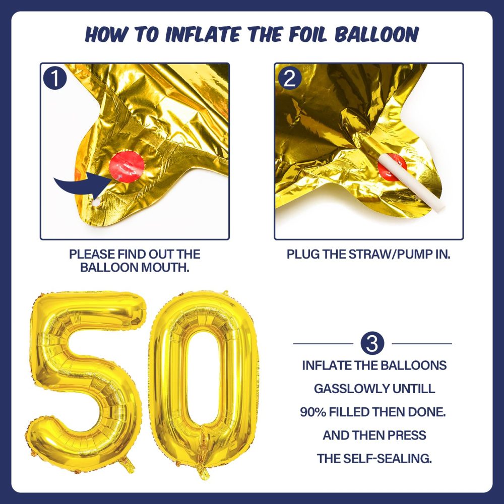 50th Birthday Decorations for Men, 50th Birthday Decorations Blue Gold 50th Birthday Balloons, 50th Birthday Party Decorations for Him, Happy 50th Banner Confetti Balloons 50 Birthday Party Supplies - Image 4