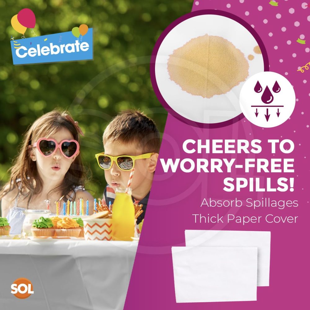 2pk Long White Paper Table Cover | 274 x 137cm White Paper Tablecloths for Parties and Celebration | Disposable Table Covers White Paper Table Cloth Paper Table Cloths Disposable Tablecloths For Party - Image 3