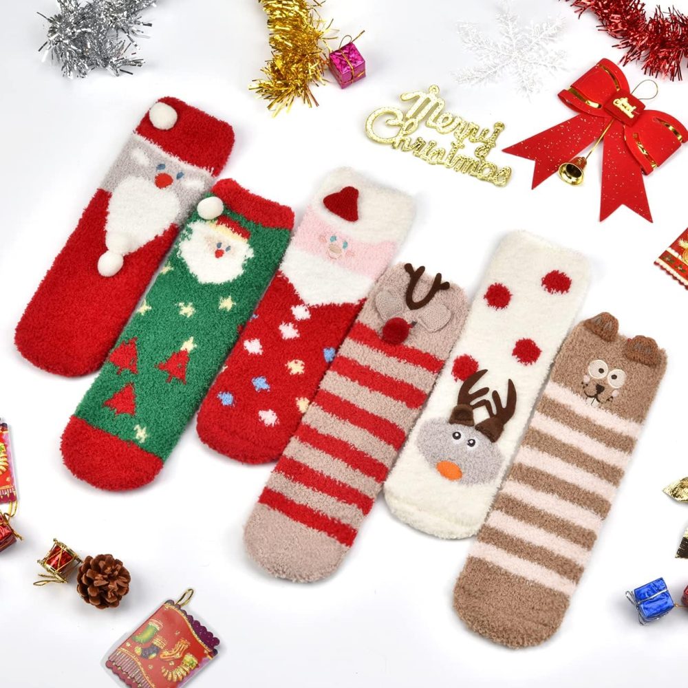 colornival Fluffy Socks Christmas Socks Womens Cosy Slipper Socks Warm Fuzzy Bed Socks Comfy Thermal Winter Socks Sleep Socks Cozy Fleece Socks for Ladies Girls Boys - Image 6