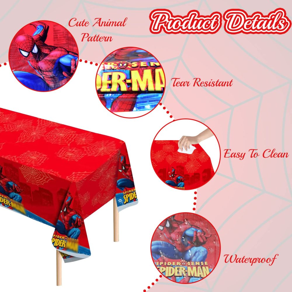 Alviller 3Pcs Spiderman Table Cloth, 180cm*108cm Waterproof Superhero Party Tablecloth Rectangular Plastic Avengers Table Cover for Kids Birthday Themed Party Decoration - Image 6