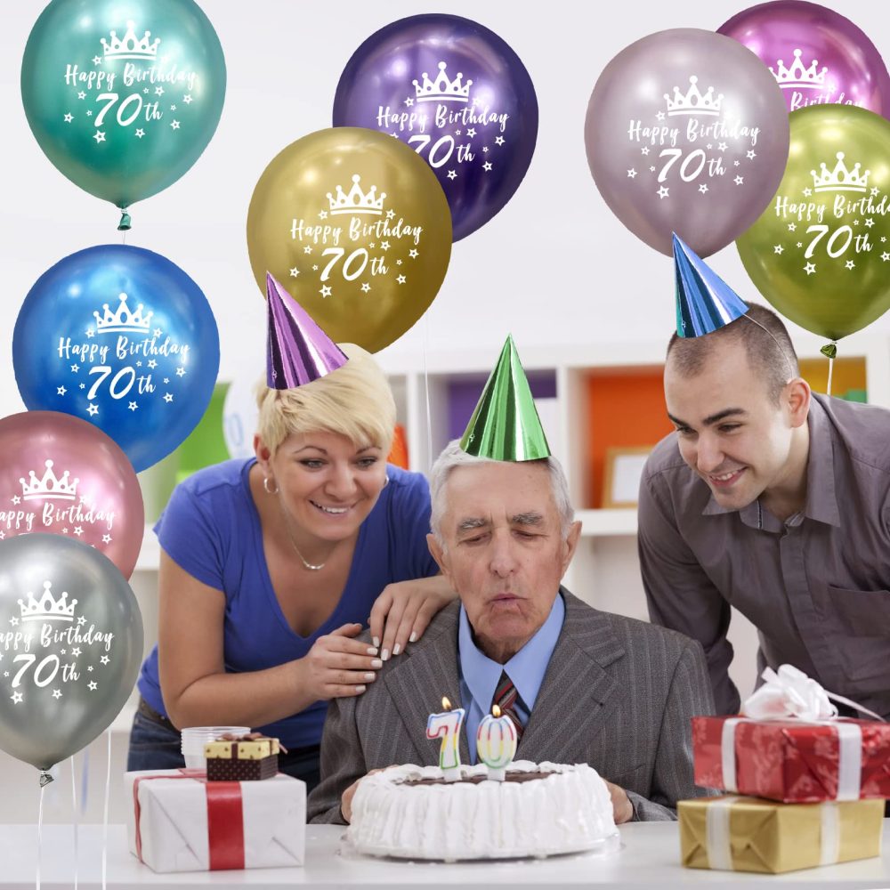 Metallic Happy 70th Birthday Decorations Women Men 70th Birthday Balloons Supplies Chrome Happy 70th Birthday Balloons 12In 20 Pack - Image 6