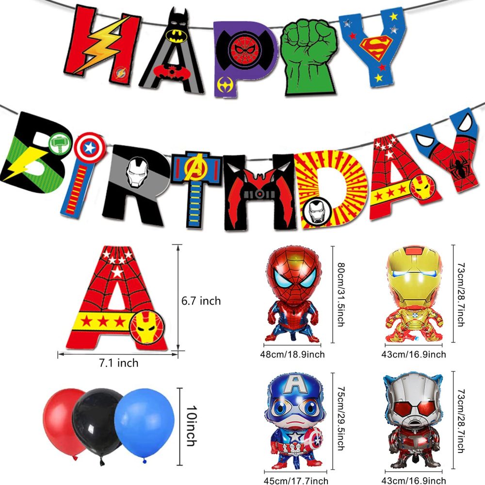 Superhero Balloons Garland Arch Kit - Avenger Party Supplies Superhero Birthday Party Decoration,Includes Happy Birthday Banner Super hero Foil Balloons for Kids Girls Boys Theme Birthday Party Decor - Image 5