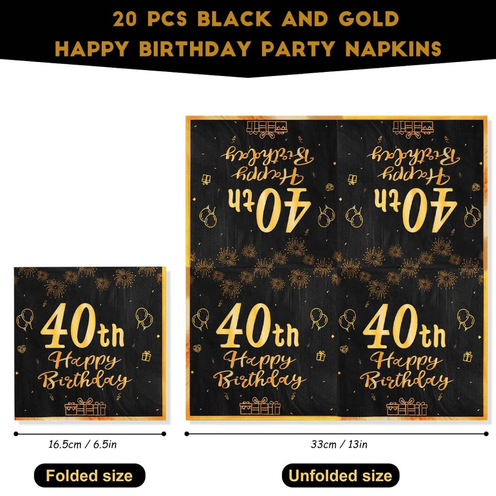 Yiran Happy 70th Birthday Black and Gold Napkins, 20pcs Party Napkins, 70th Birthday Napkins Happy 70th Birthday Decorations Paper Tissues for Men,Women 70th Birthday Party Supplies Table Decoration - Image 4