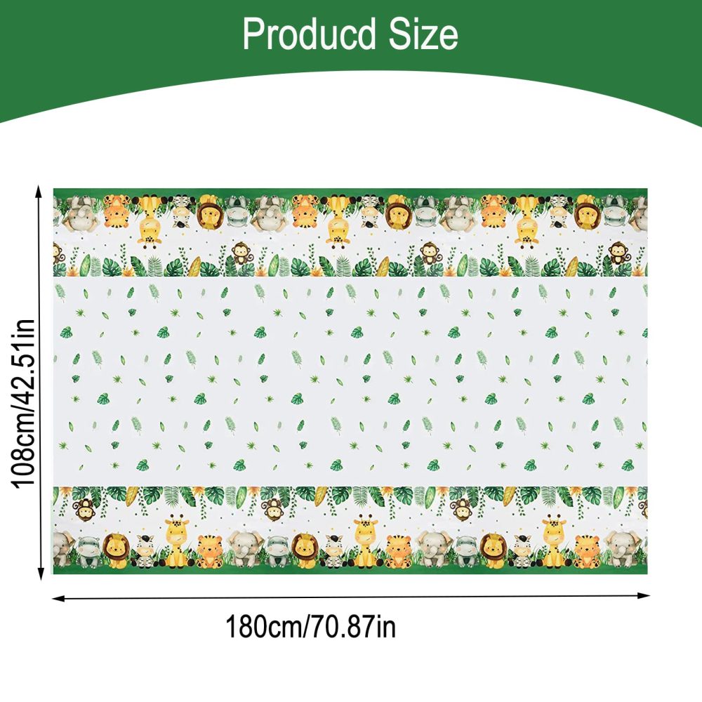2pcs Jungle Safari Party Table Covers Tablecloths Plastic Jungle Animals Tablecloths Safari Theme Table Cloth Jungle Safari Tablecloth for Birthday Party Decorations Baby Shower Kids Boys - Image 5