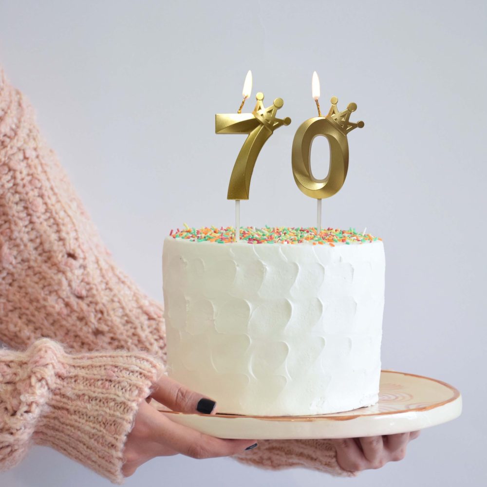 2 Piece Gold Birthday Candles Number 70 Candle is Perfect for The 70th Birthday Decorations, Number Candles for Cakes is Perfect Candles (Gold, 70) - Image 3