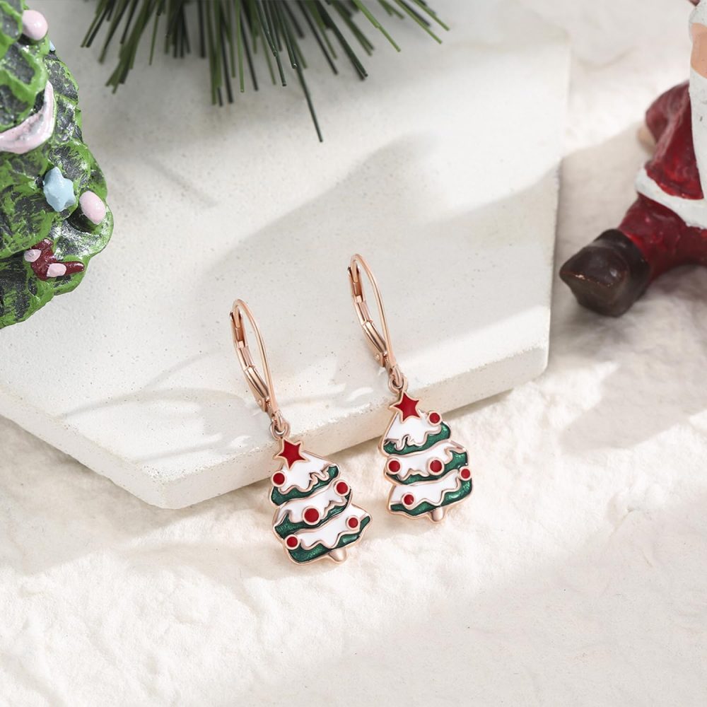 TwoAnts Christmas Tree Earring 925 Sterling Silver Tree Rose Gold Pendant Earring Christmas Jewelry Gift for Women Girl - Image 5