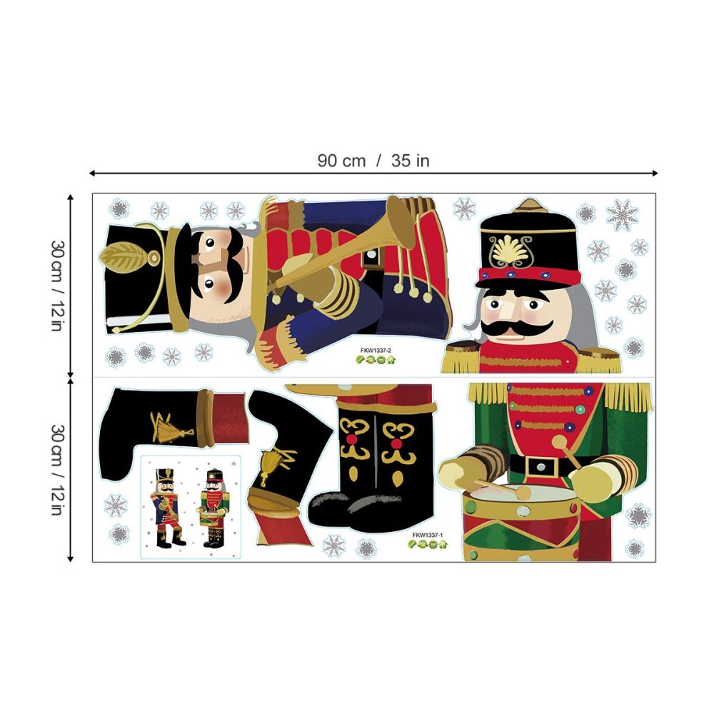 ufengke Christmas Nutcrackers Wall Stickers Snowflakes Window Wall Decals for Shop Home Decor Merry Christmas Decorations - Image 3