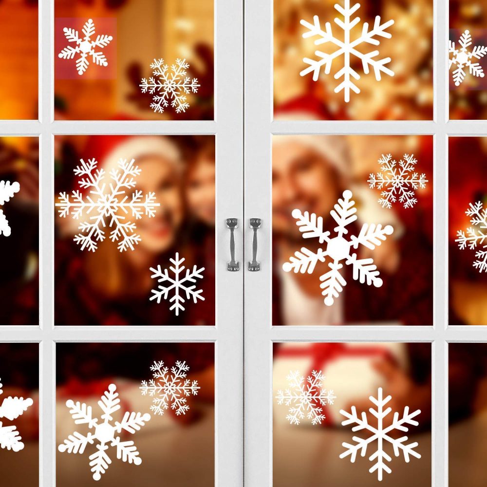 Homidic 135Pcs Christmas Window Clings Snowflakes Window Decals Static Window Stickers for Christmas Decorations Window Decor Ornaments Xmas Party Supplies Thanksgiving Party Decor - Image 4