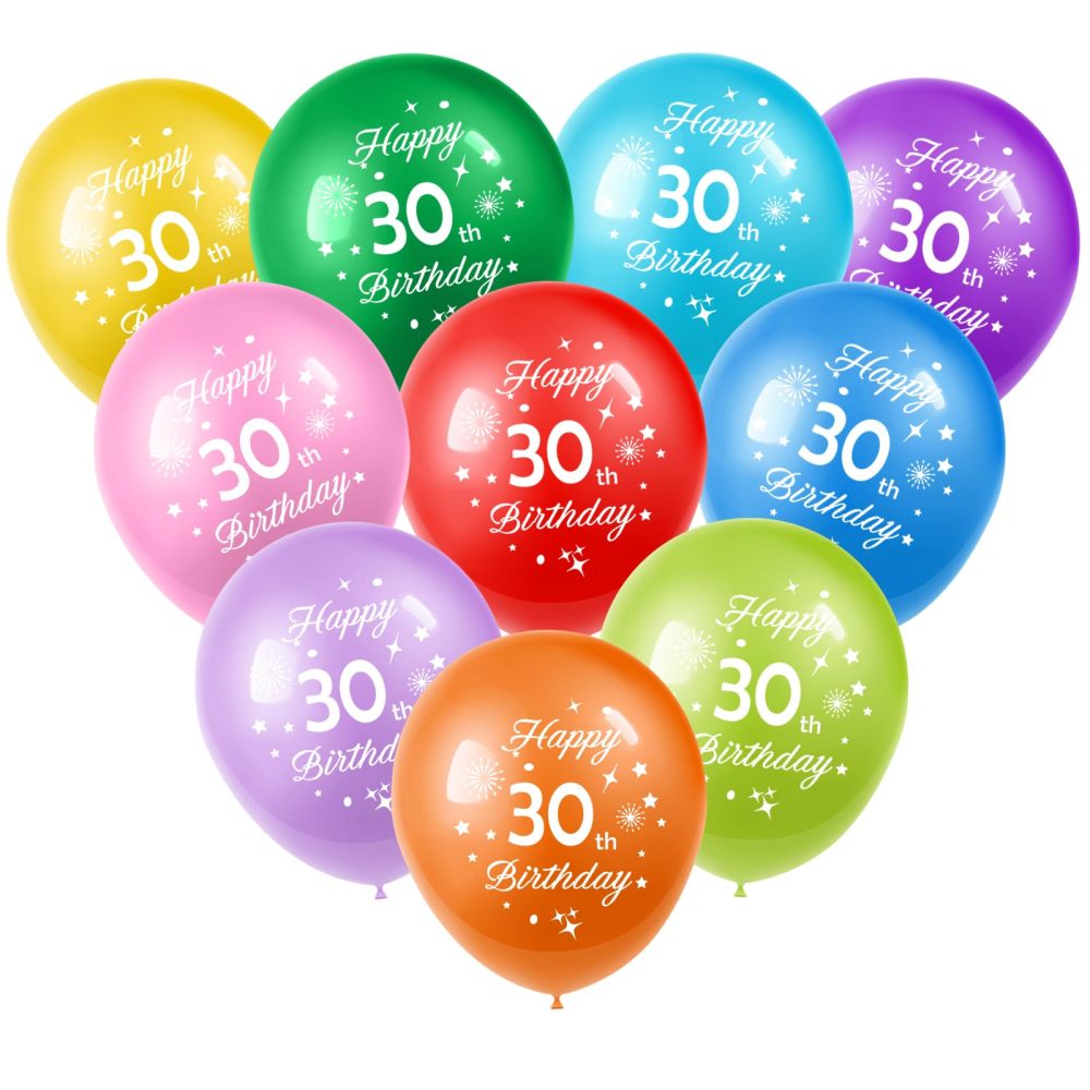 30th Birthday Balloons 10PCS, 12" Latex Assorted Multicolour Numbers Birthday Balloons, Digit Balloons, Number 30 Age Balloons for 30 Year Old Birthday, 30th Anniversaries Party Decorations Supplies