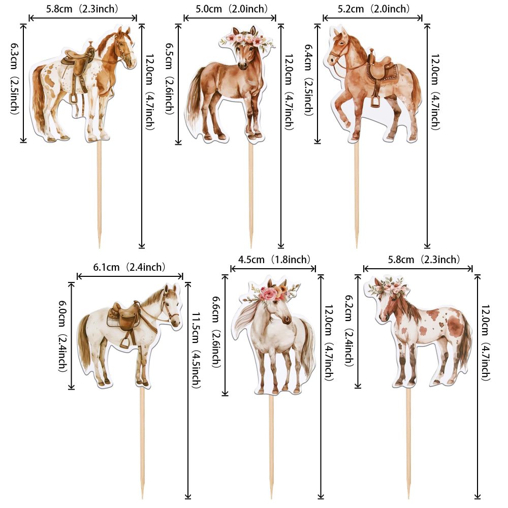 SYKYCTCY 36 Pack Horse Cupcake Toppers Assembled Animal Cupcake Picks Rquestrain Horse Racing Cupcake Decoration for Wild Horse Racing Theme Baby Shower Birthday Party Cake Decorations Supplies - Image 7