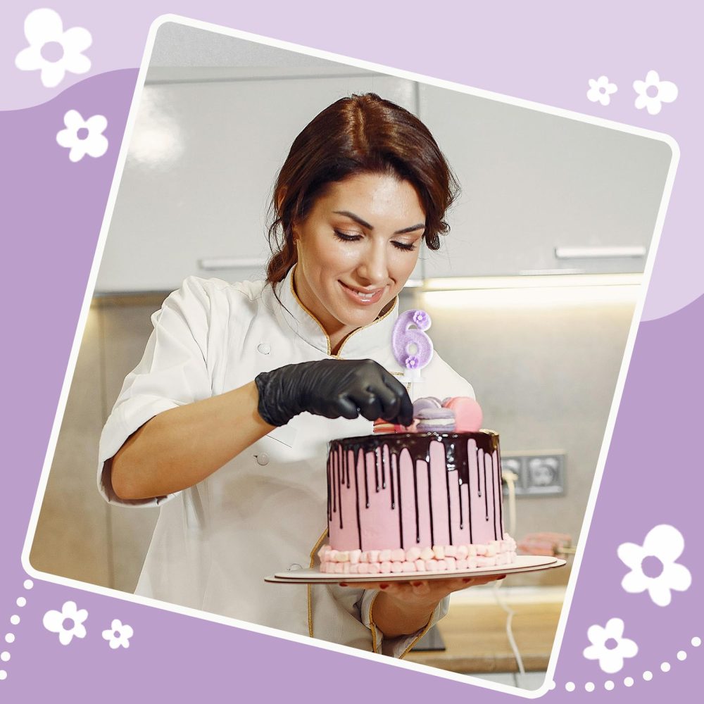 DAJISI Birthday Candles, 2.95 Inch Birthday Candles for Cakes Purple Number Candles for Cakes with Flowers for Birthday Party Wedding Anniversary Celebration Supplies (Number 5) - Image 5