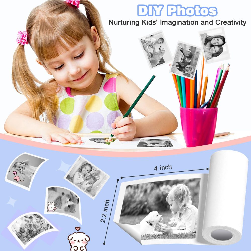 Instant Print Camera for Kids, Christmas Birthday for Age 3-12 Girls Boys Gifts, Children Selfie Camera Print Black&White Photo for 3 4 5 6 7 8 9 Year Old Toddler Toys with 32GB Card (Blue) - Image 2