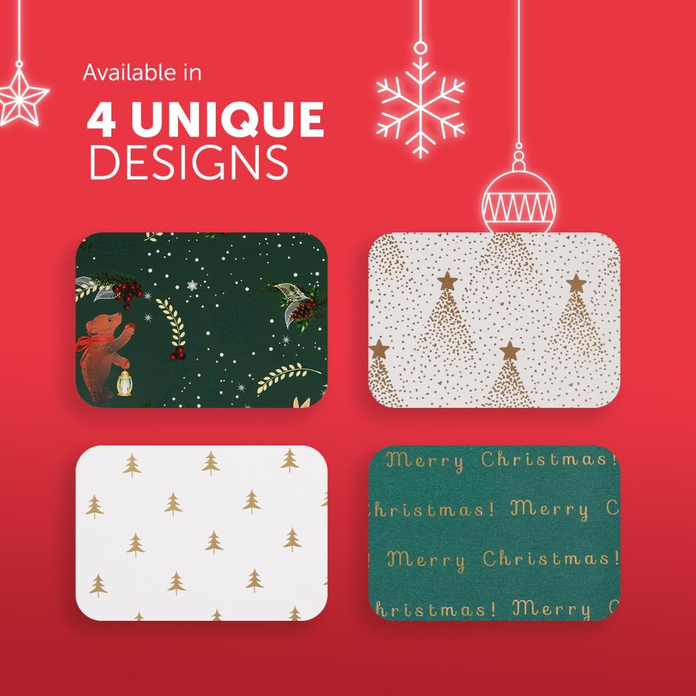 Kraft & Co Christmas Wrapping Paper Rolls - 4 Pack (69cm x 8M Each) Recyclable Kraft Xmas Gift Wrap, Festive Eco-Friendly Wrapping Paper for Christmas Gifts, Arts & Crafts (32M Total) - Image 3