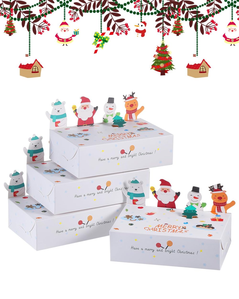 TsunNee 30PCS Christmas Party Gift Boxes, Xmas Paper Candy Boxes Cookies Boxes Favour Boxes, Novelty Gift Packaging Decor for Christmas Party Advent Calendar DIY