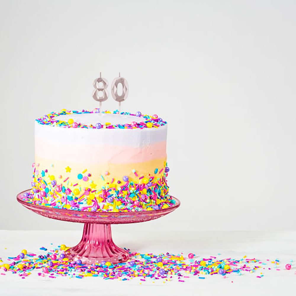 80th Birthday Candles, Rose Gold Number Candles Birthday Decoration, Happy Birthday Cake Toppers, for Birthday Parties Weddings Company Anniversaries (Rose Gold, 80) - Image 4