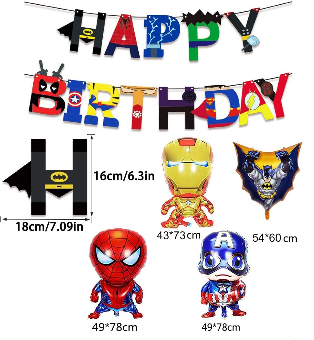Superhero Birthday Party Decorations Birthday Party Decorations Happy Birthday Banner Super hero Foil Balloons for Kid's Superhero Themem Party Decor Supplies - Image 8