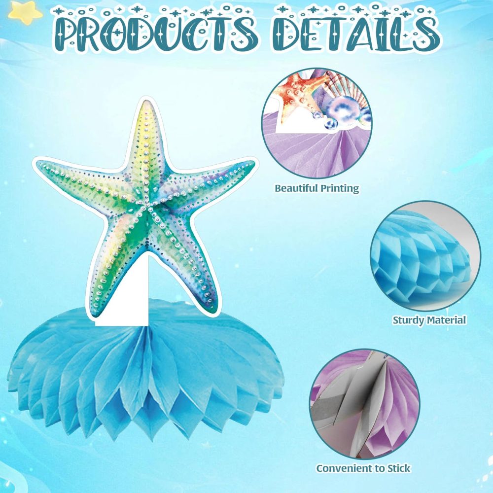 12Pcs Little Mermaid Party Decorations, Mermaid Birthday Honeycomb Decor Table Centerpieces Under the Sea Party Decorations, Ocean Themed Party Decors for Baby Shower Children Birthday Party Supplies - Image 6