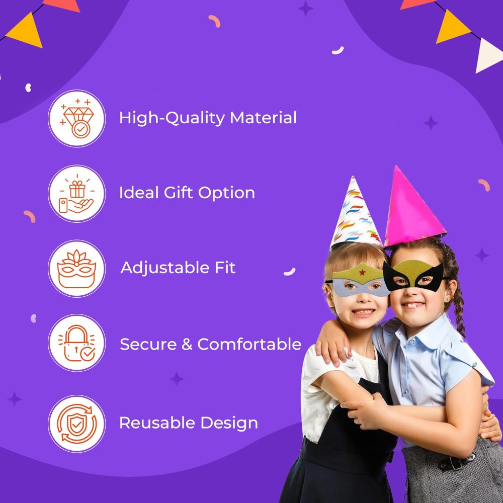 Direct Spech Ltd - 35 Pack Superhero Masks for Kids Party, Felt Cosplay Masks with Elastic Bands Fun Superheroes Party Supplies and Bag Fillers for Kids - Image 5