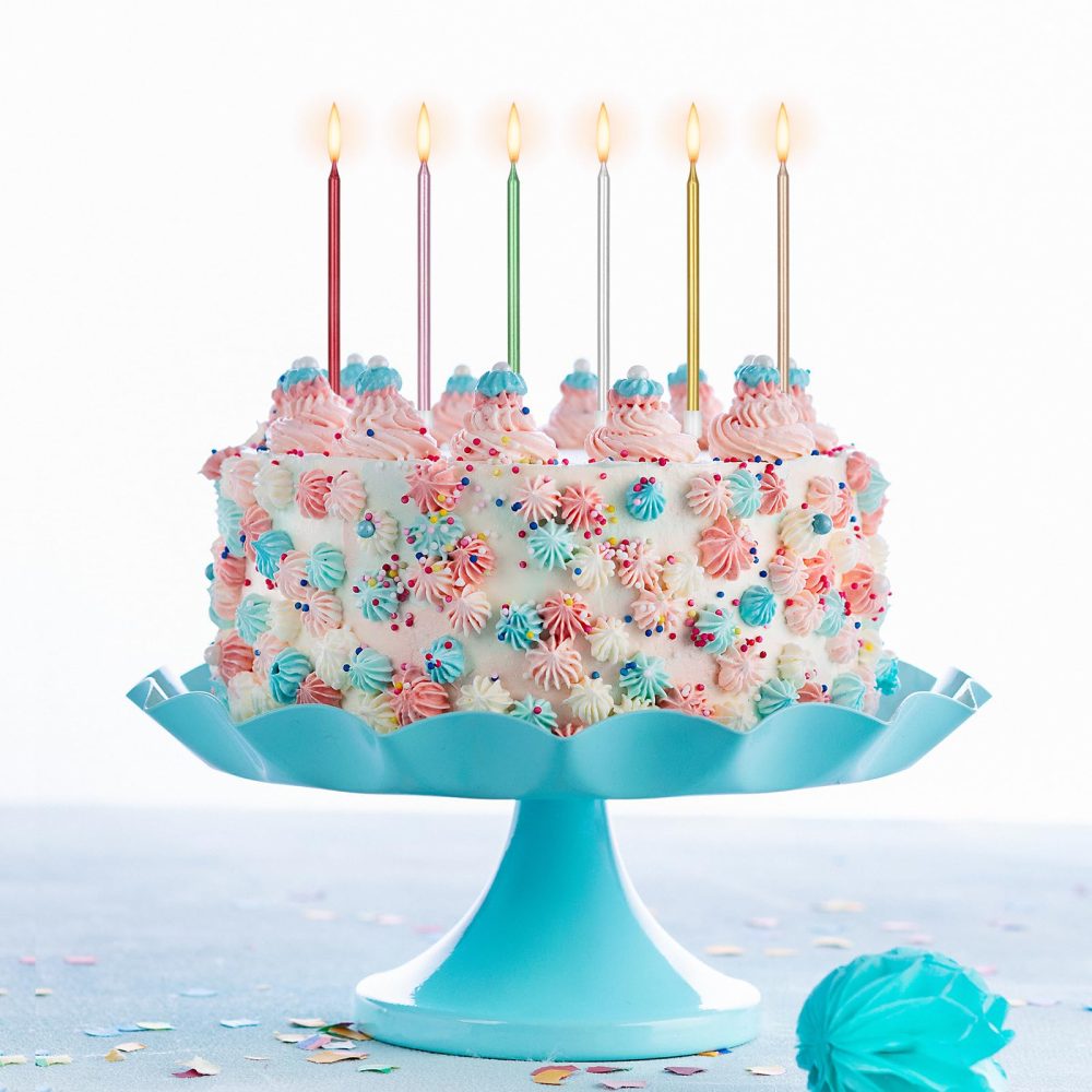 LFBEST 24Pcs Birthday Candles for Cakes, Long Birthday Candles for Cake with Holders Birthday Cake Candles for Birthday Wedding Baby Shower Girls Party Decoration(Rose Gold) - Image 6