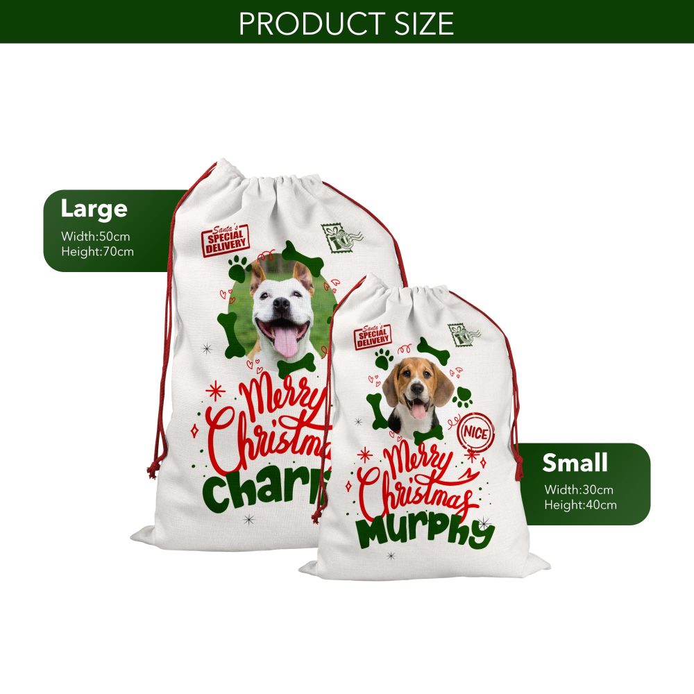 Print Maniacs Pet Dogs Bones Personalised Santa Sack Father Christmas Bag Present Xmas Stocking Gift Elf Secret Special Delivery Naughty Nice Presents Gifts (Canvas, 30cm x 40cm - Small) - Image 7