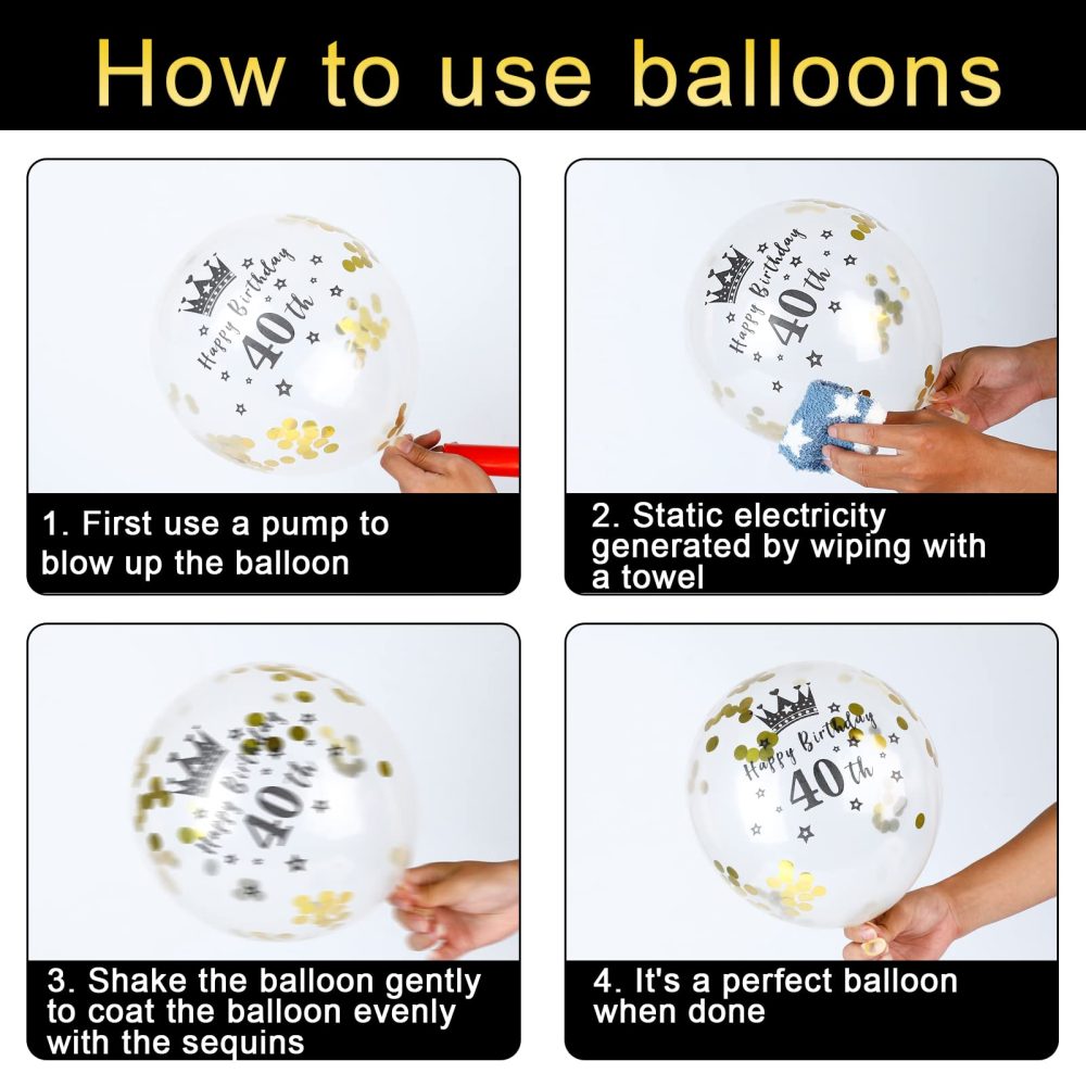 40th Birthday Decoration Kit, 13 Pieces Birthday Party Decoration Include Happy 40th Birthday Banner, Bunting, 12” Latex Printed Balloons, 9ft Banner for Women Men 40th Birthday Decorations Supplies - Image 6