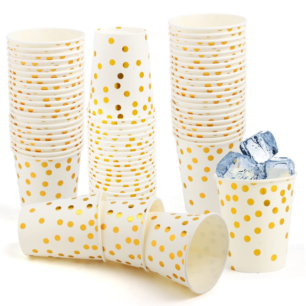SULOLI Paper Cups, 60 Pack 9 Ounce Gold Cups Hen Do Cups Party Cup Hen Party Cups for Party Decoration - Image 4